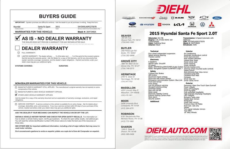 Used 2015 Hyundai Santa Fe Sport 2.0T w/ Option Group 05 AWD/4WD image 44