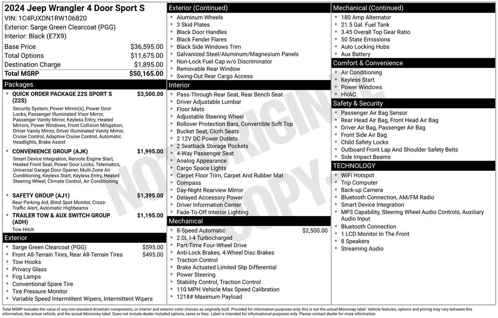 Used 2024 Jeep Wrangler Unlimited Sport AWD/4WD image 6