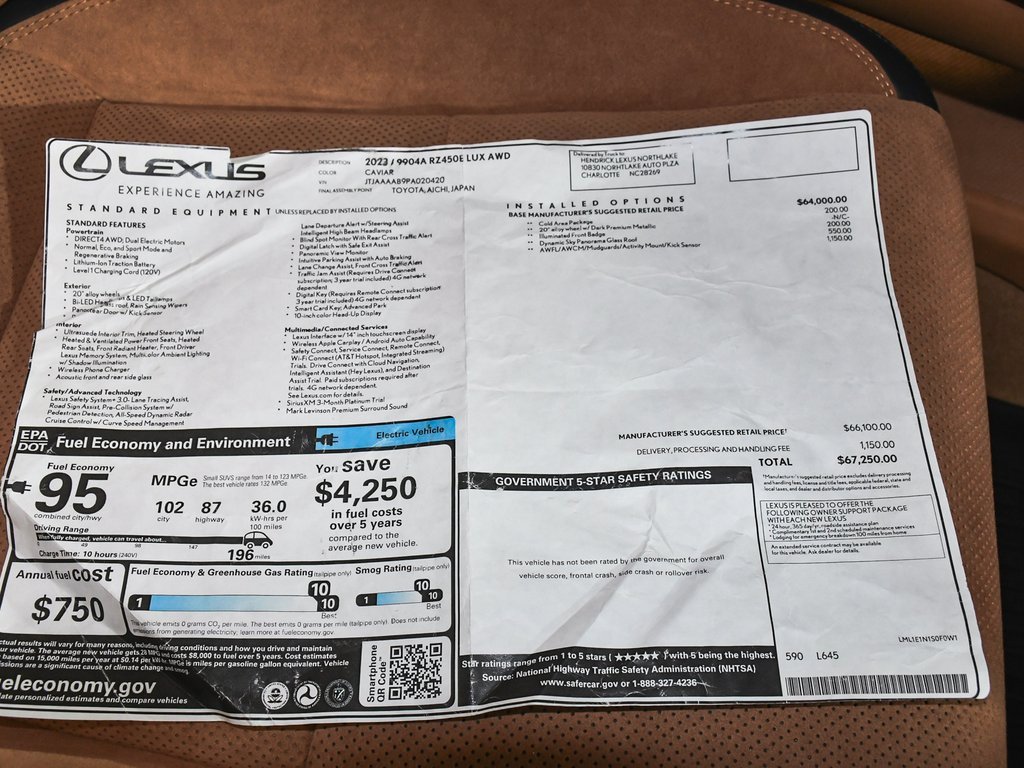 Used 2023 Lexus RZ 450e Premium image 66