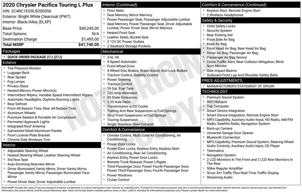 Used 2020 Chrysler Pacifica Touring-L Plus FWD image 34