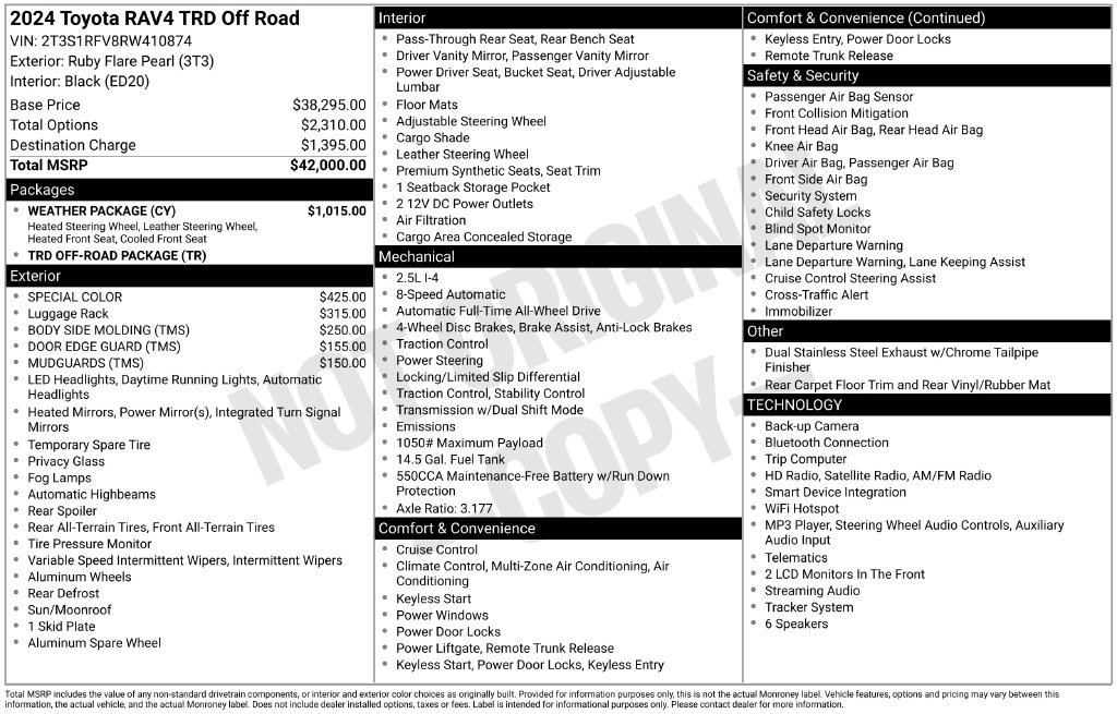 Used 2024 Toyota RAV4 TRD Off-Road w/ Weather Package AWD/4WD image 3