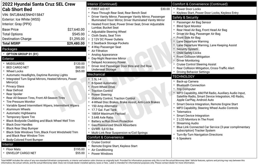 Used 2022 Hyundai Santa Cruz SEL FWD image 33