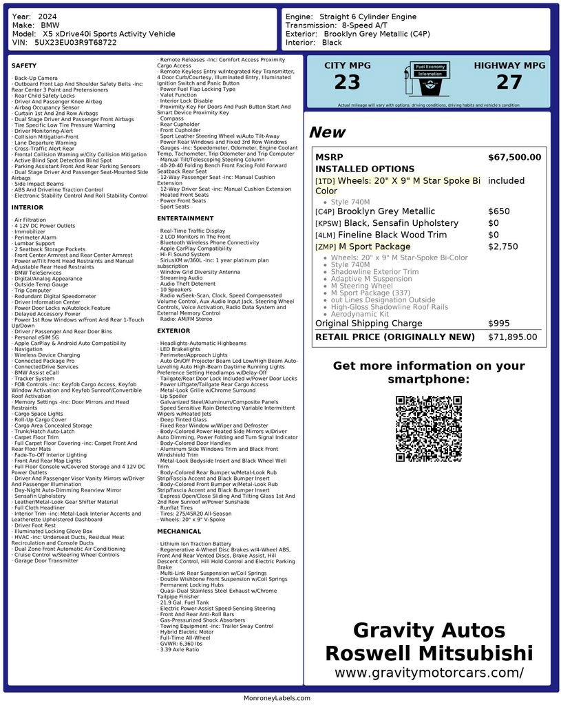 Used 2024 BMW X5 xDrive40i w/ M Sport Package AWD/4WD image 3
