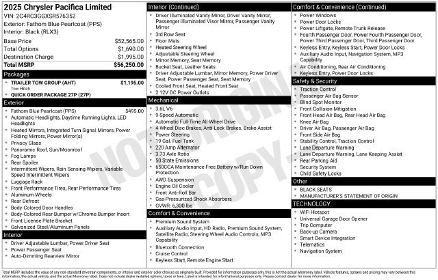 Used 2025 Chrysler Pacifica Limited w/ Trailer Tow Group AWD/4WD image 27