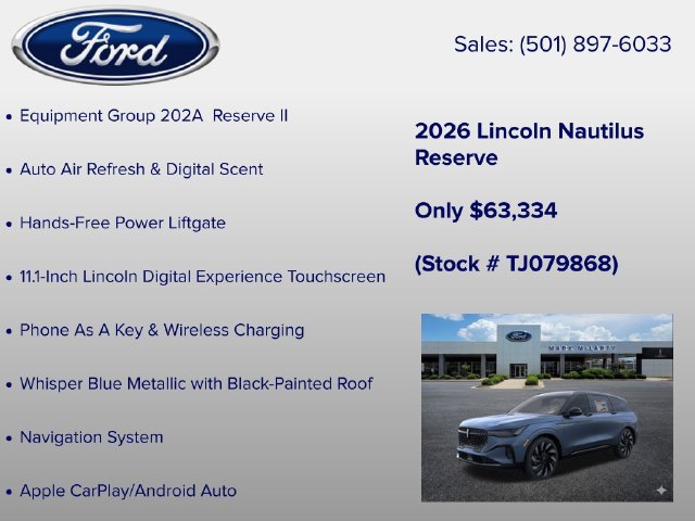 New 2026 Lincoln Nautilus Reserve w/ Jet Appearance Package AWD/4WD image 12
