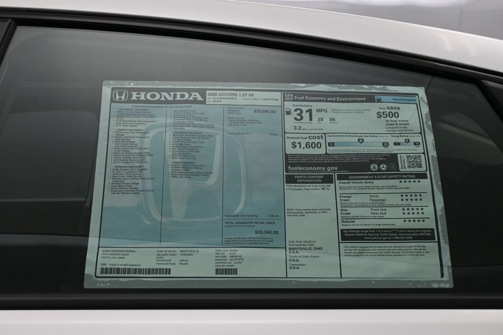 New 2026 Honda Accord SE image 51