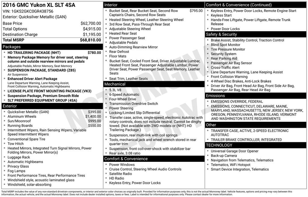 Used 2016 GMC Yukon XL SLT w/ HD Trailering Package image 3