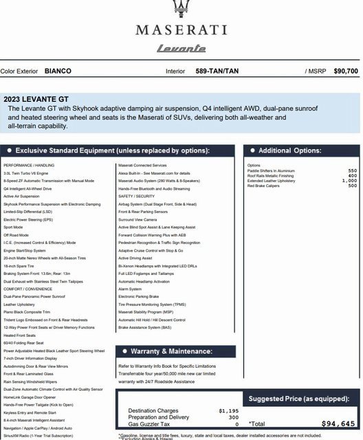 Certified 2023 Maserati Levante GT image 2