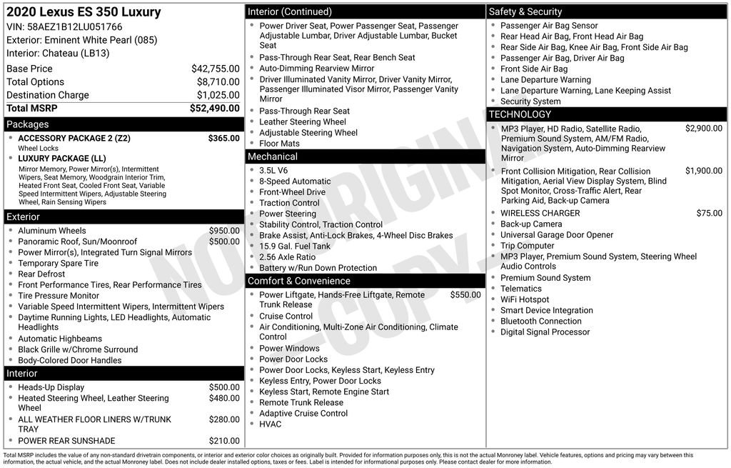 Used 2020 Lexus ES 350 Luxury w/ Accessory Package 2 image 42
