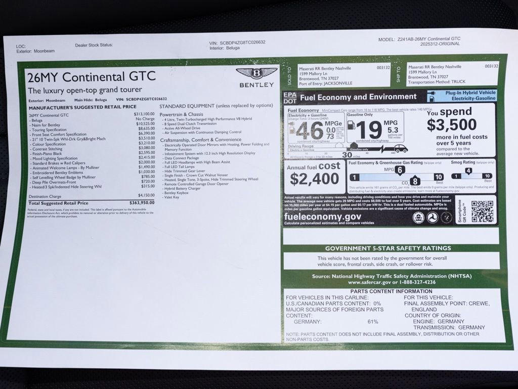 New 2026 Bentley Continental GTC AWD/4WD image 63