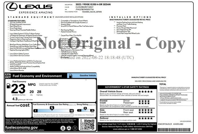 Certified 2022 Lexus IS 350 F Sport w/ Accessory Package RWD image 3