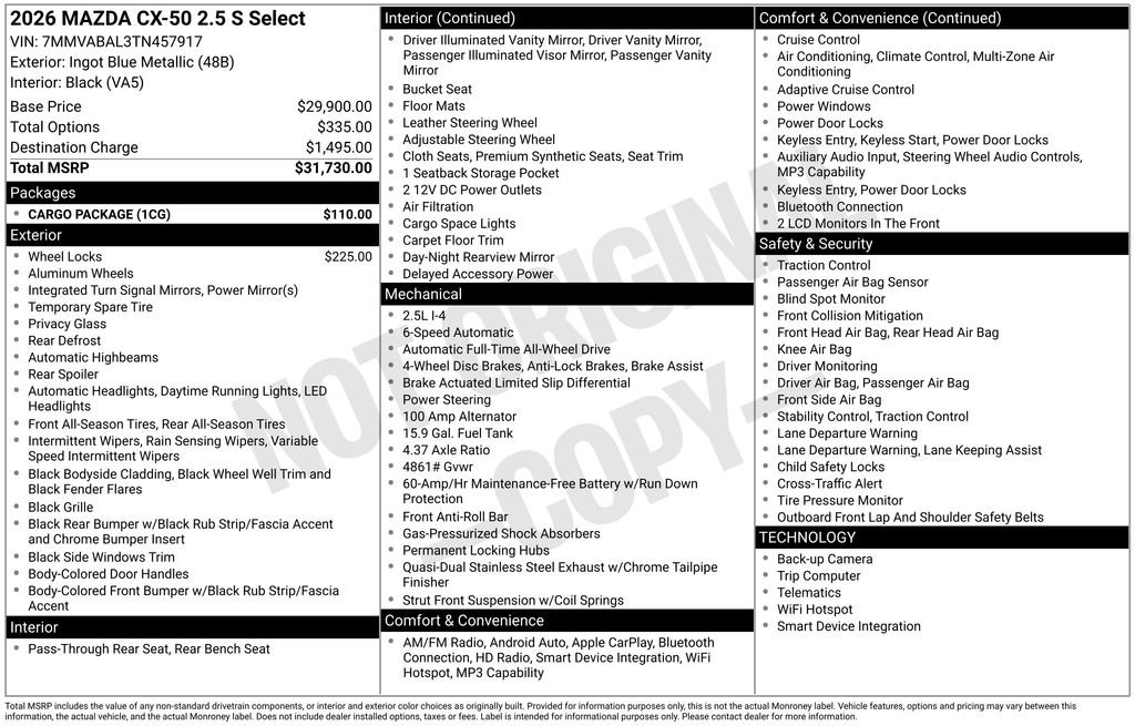 New 2026 MAZDA CX-50 AWD 2.5 S w/ Cargo Package image 6