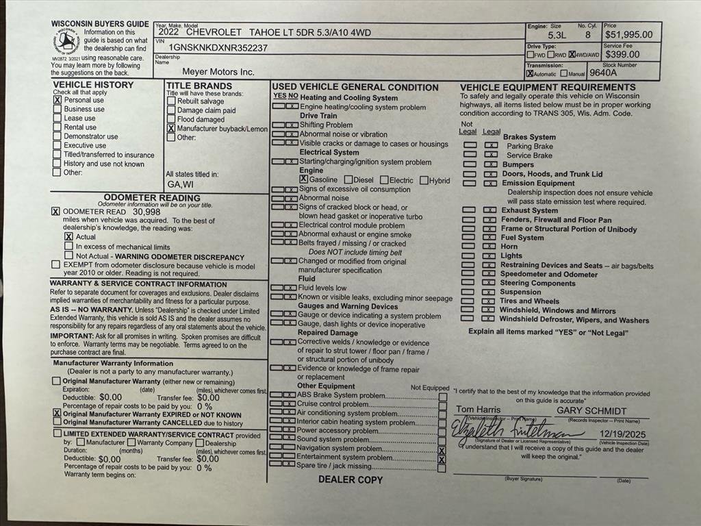 Used 2022 Chevrolet Tahoe LT w/ LT Signature Plus Package image 30