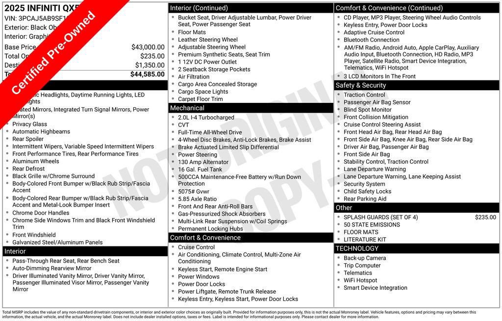 Used 2025 INFINITI QX50 Pure image 41