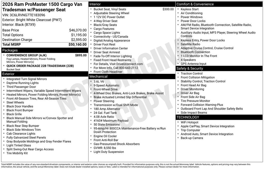 New 2026 RAM ProMaster 1500 w/ Convenience Group image 6