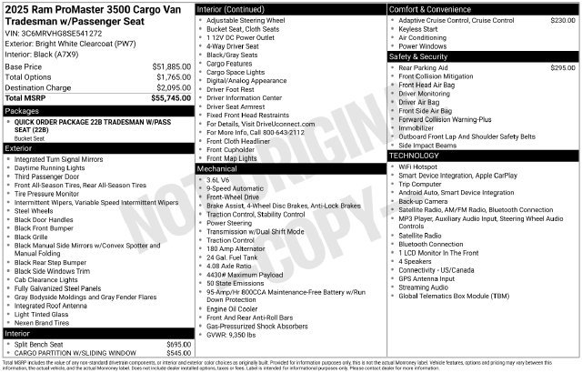 Used 2025 RAM ProMaster 3500 FWD image 11