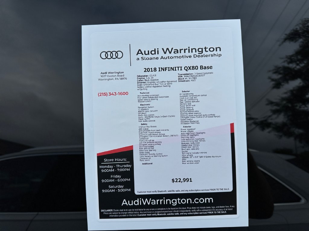 Used 2018 INFINITI QX80 4WD w/ Driver Assistance Package image 33