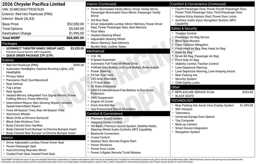 New 2026 Chrysler Pacifica Limited w/ Uconnect Theater Family Group AWD/4WD image 3