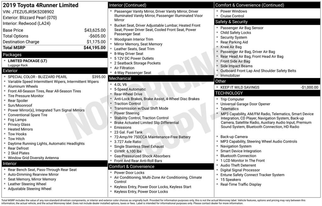Used 2019 Toyota 4Runner Limited RWD image 5