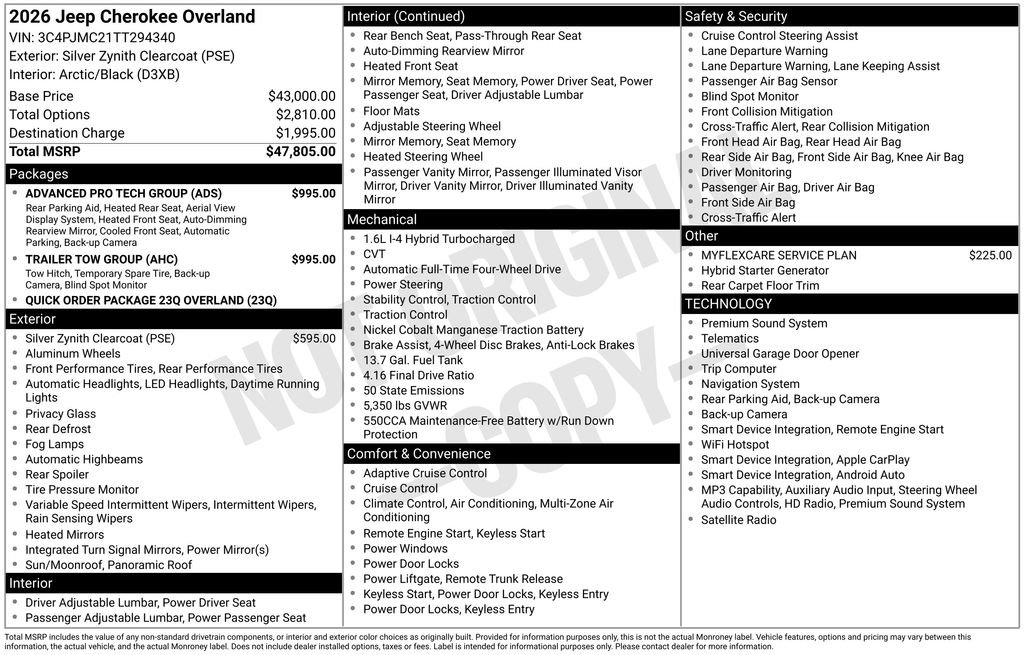 New 2026 Jeep Cherokee Overland w/ Trailer Tow Group AWD/4WD image 27