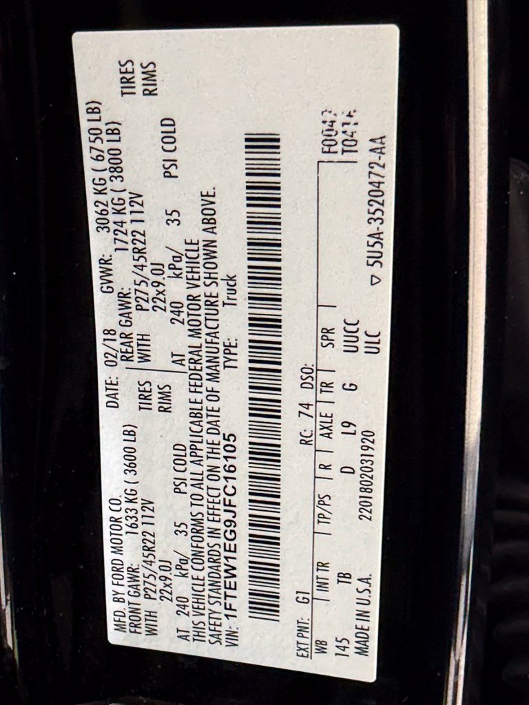 Used 2018 Ford F150 Limited w/ Trailer Tow Package AWD/4WD image 49