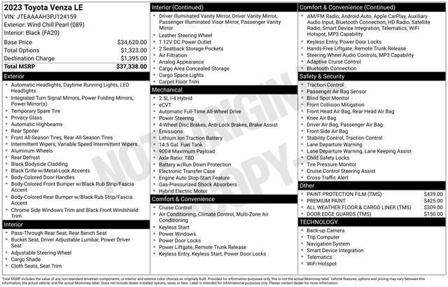 Used 2023 Toyota Venza LE AWD/4WD image 7