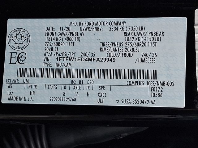Used 2021 Ford F150 Lariat w/ Equipment Group 502A High AWD/4WD image 30