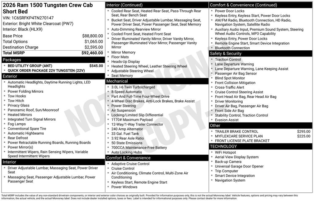 New 2026 RAM 1500 Tungsten w/ Bed Utility Group AWD/4WD image 41