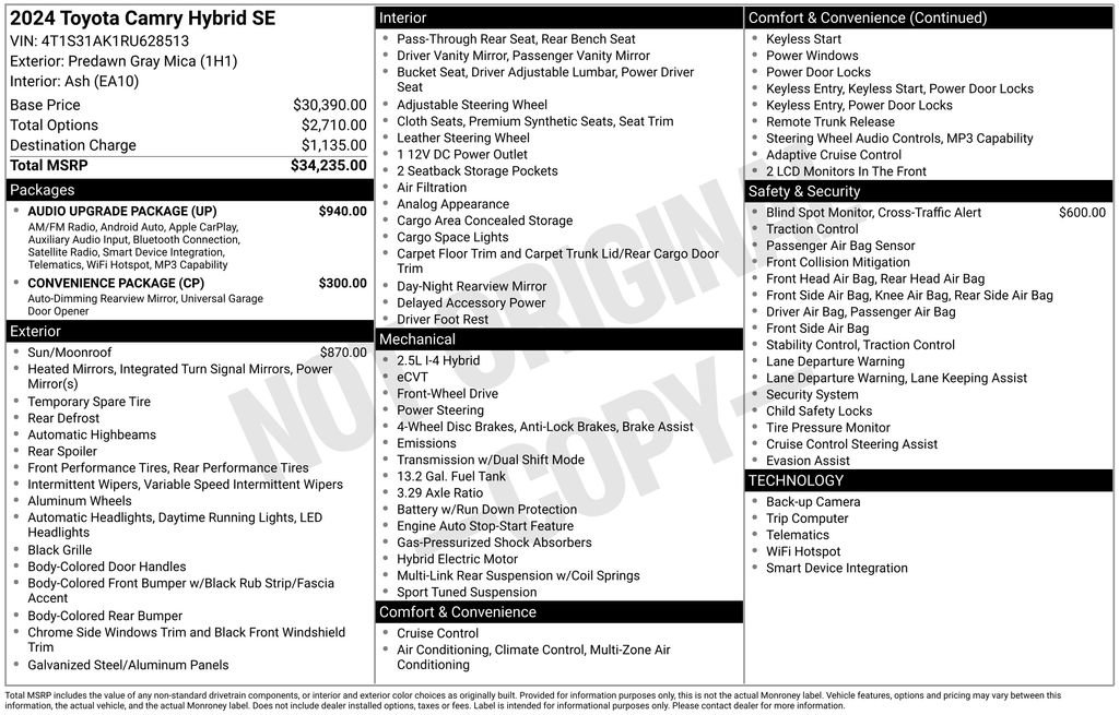 Used 2024 Toyota Camry SE w/ Audio Upgrade Package FWD image 29