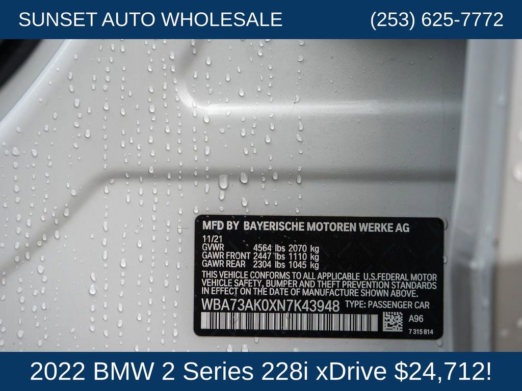 Used 2022 BMW 228i xDrive Gran Coupe w/ Convenience Package AWD/4WD image 32