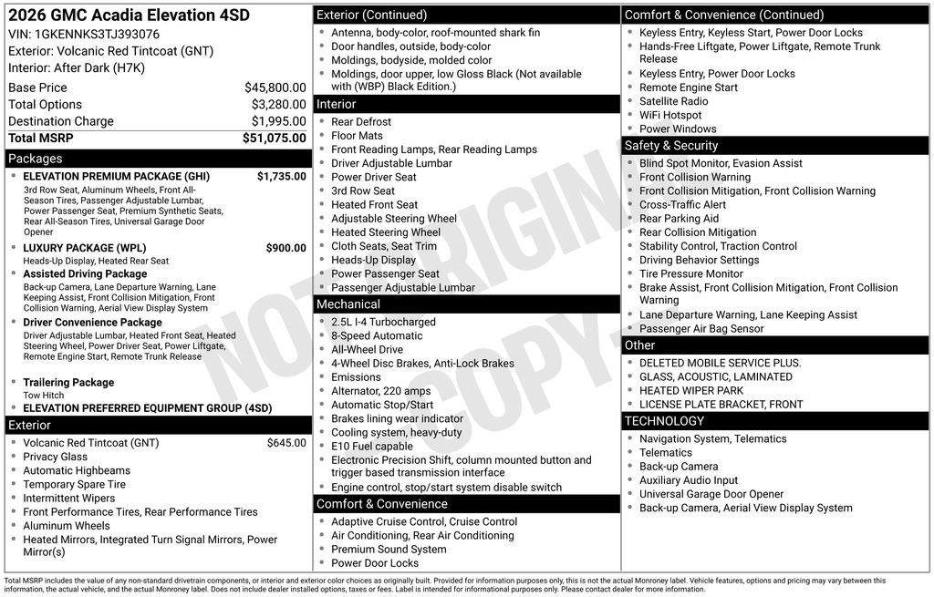 New 2026 GMC Acadia Elevation w/ Elevation Premium Package AWD/4WD image 28