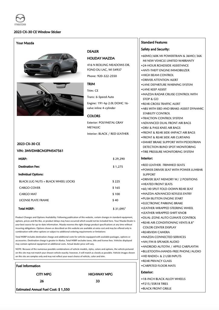 Used 2023 MAZDA CX-30 AWD 2.5 S w/ Preferred Package image 2