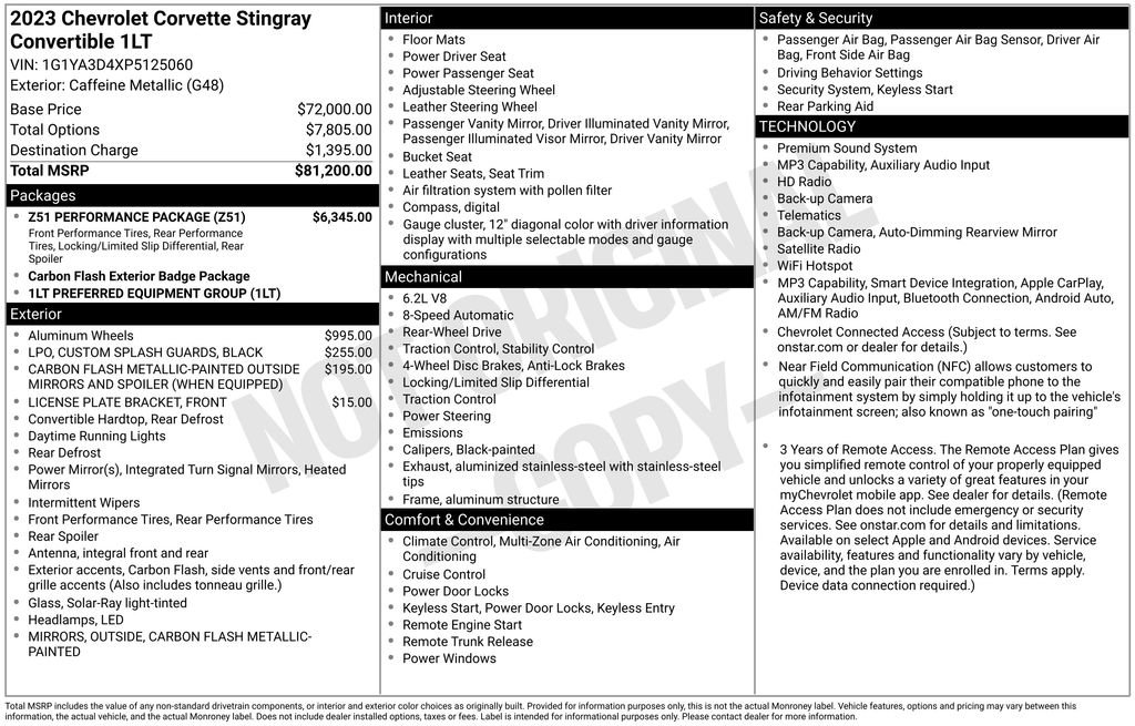 Used 2023 Chevrolet Corvette Stingray Convertible w/ Z51 Performance Package RWD image 45