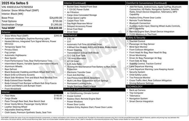Certified 2025 Kia Seltos S AWD/4WD image 24