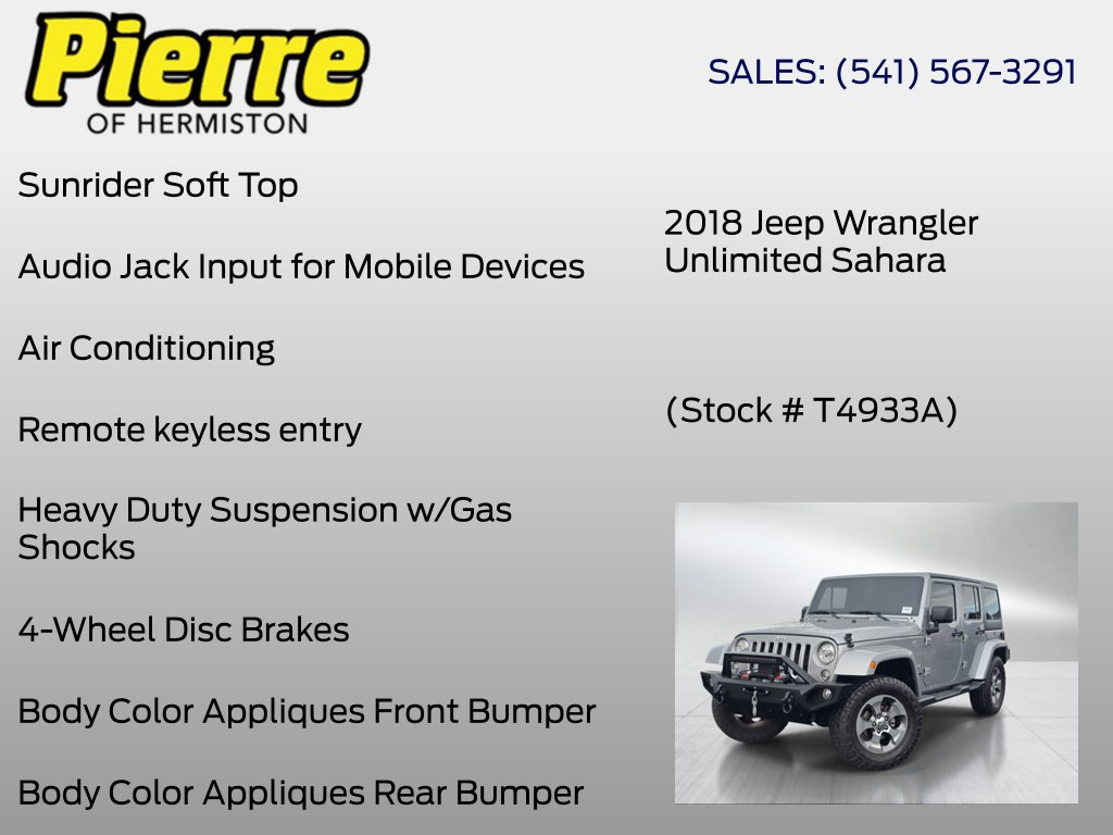 Used 2018 Jeep Wrangler Unlimited Sahara AWD/4WD image 12