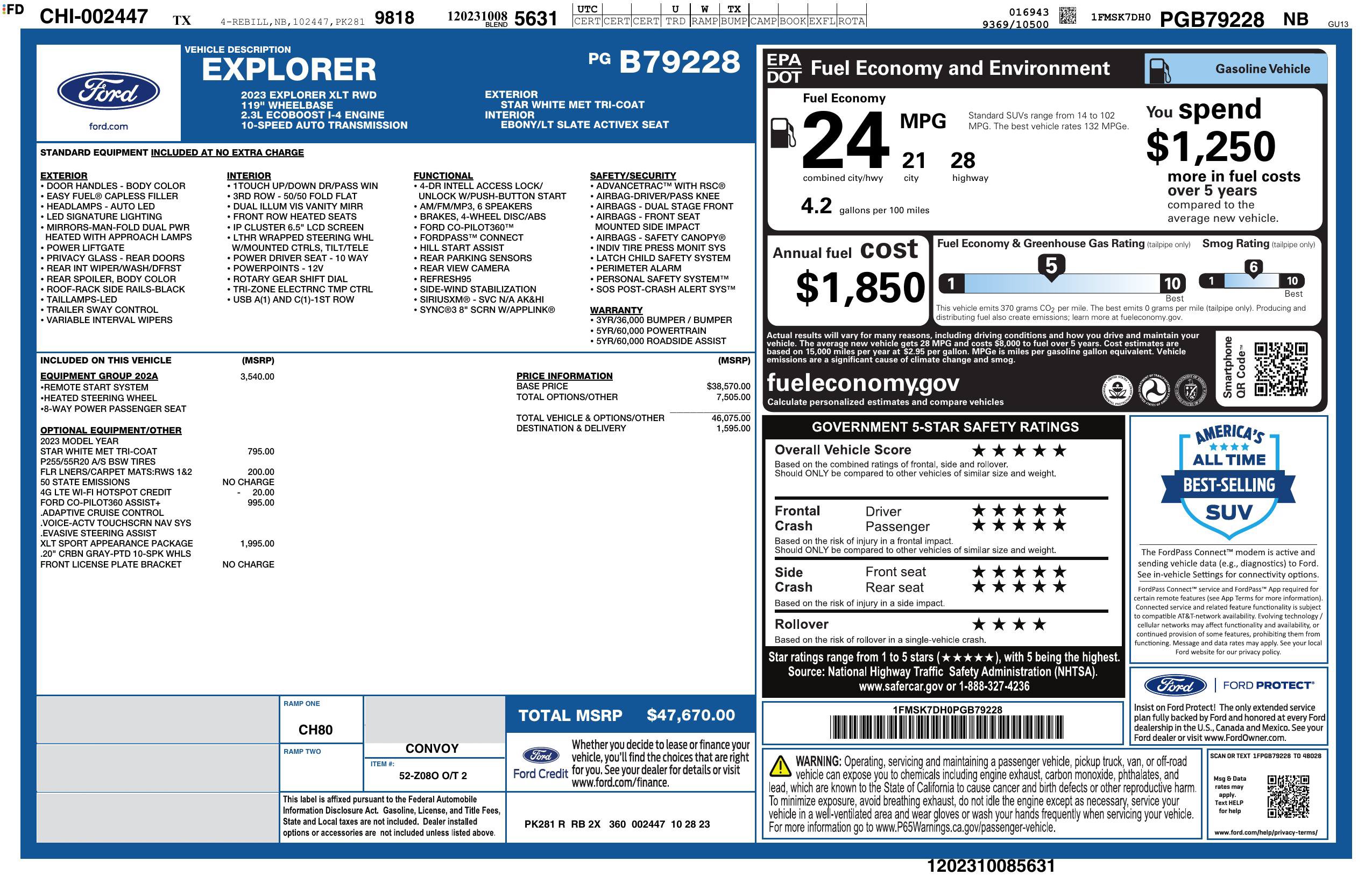 Used 2023 Ford Explorer XLT w/ Equipment Group 202A RWD image 3