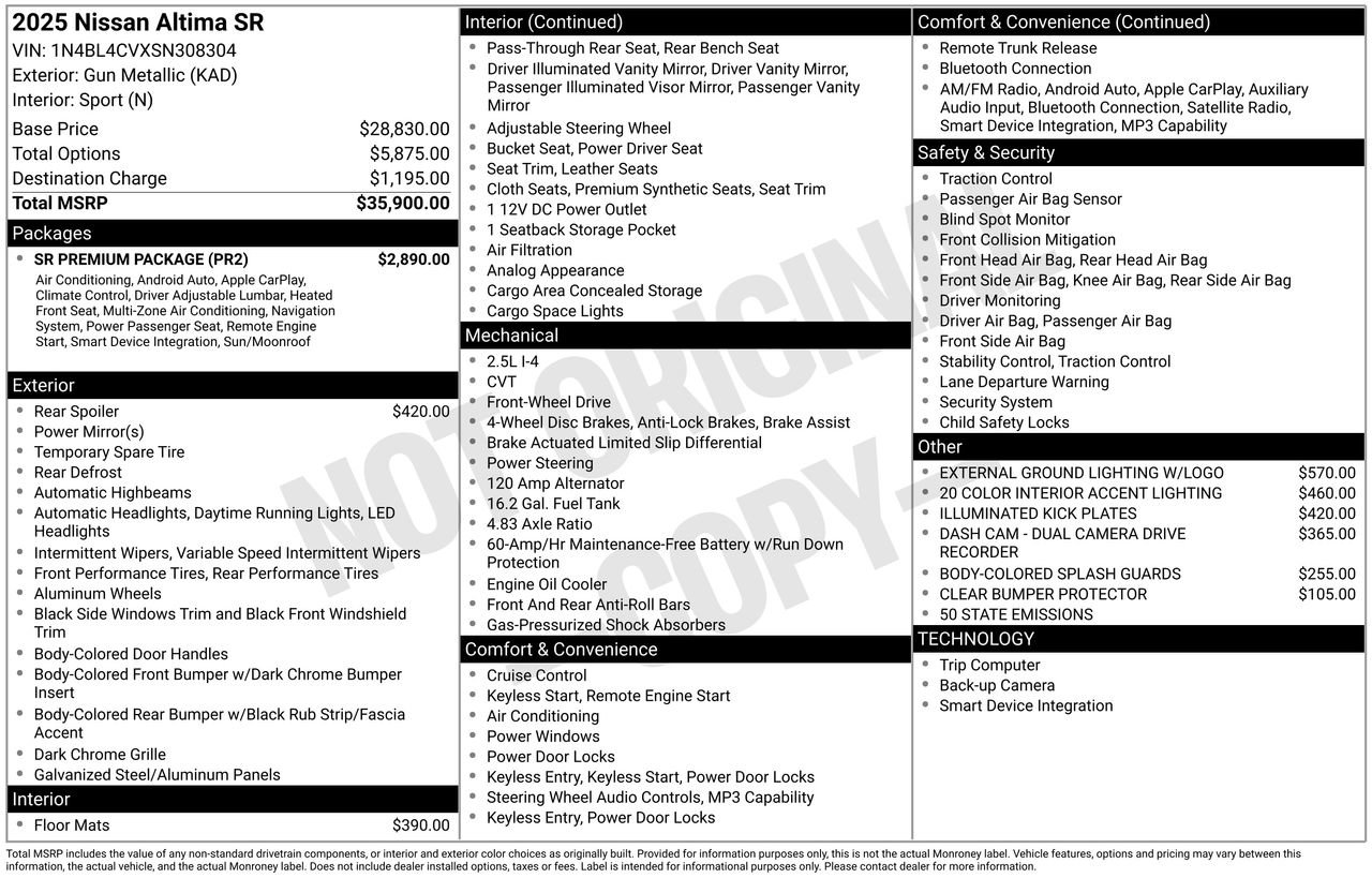 Certified 2025 Nissan Altima 2.5 SR w/ SR Premium Package image 33