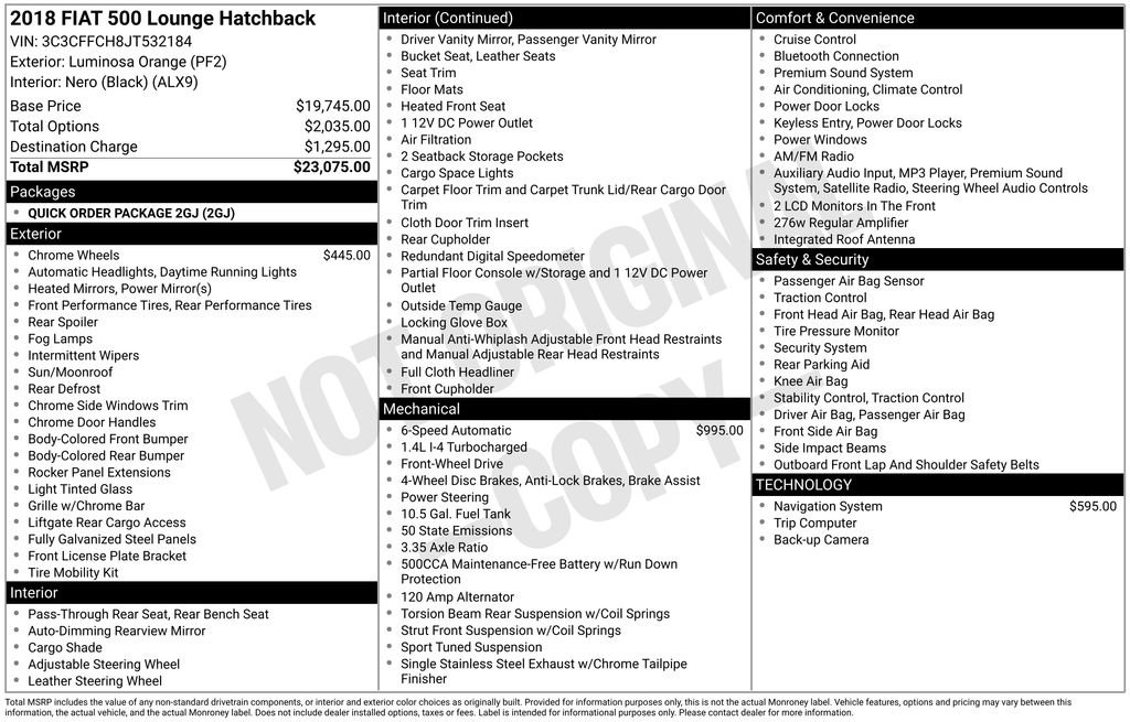 Used 2018 FIAT 500 Lounge image 23