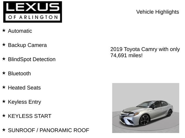Used 2019 Toyota Camry XSE w/ Driver Assist Package FWD image 8