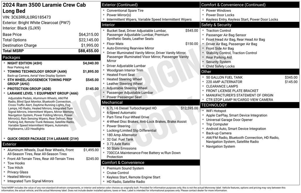 Certified 2024 RAM 3500 Laramie w/ Night Edition AWD/4WD image 58