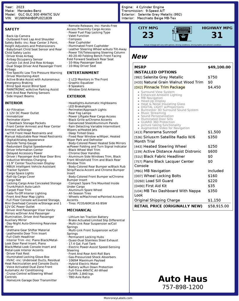 Used 2023 Mercedes-Benz GLC 300 4MATIC w/ Pinnacle Trim Package image 3