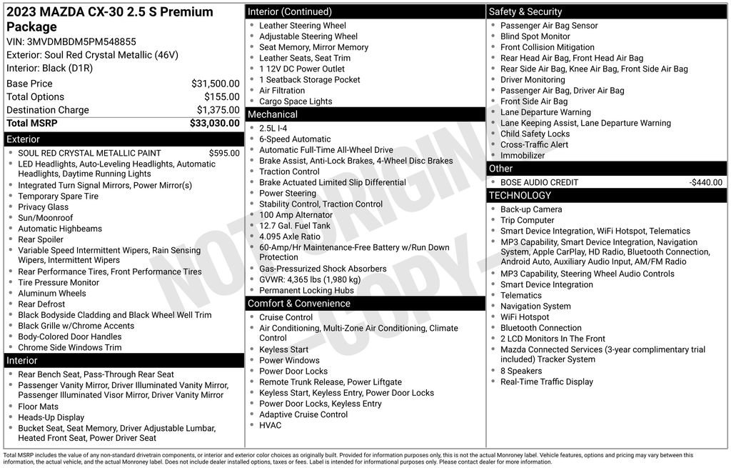 Certified 2023 MAZDA CX-30 AWD 2.5 S w/ Premium Package image 12