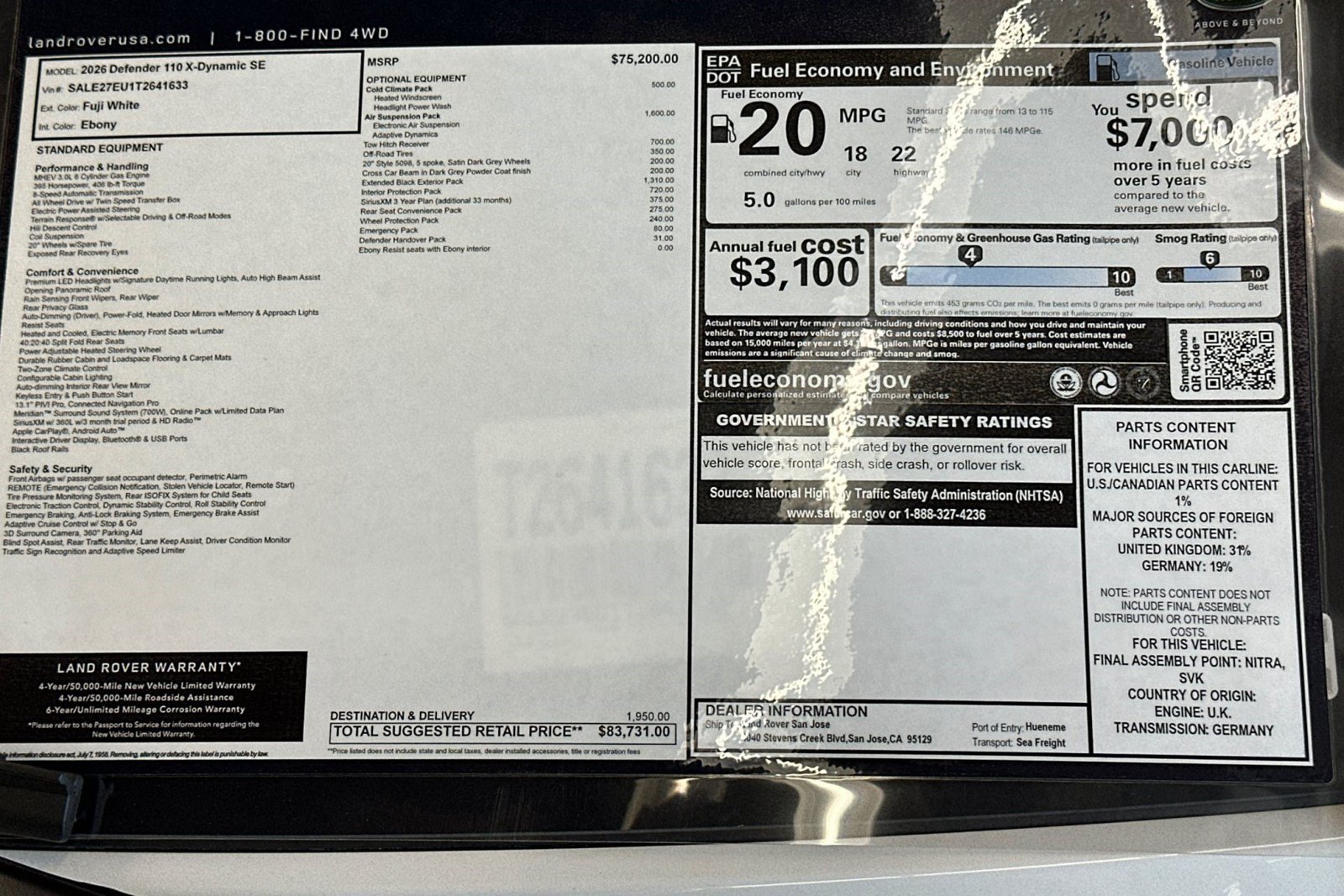 New 2026 Land Rover Defender 110 X-Dynamic SE AWD/4WD image 30