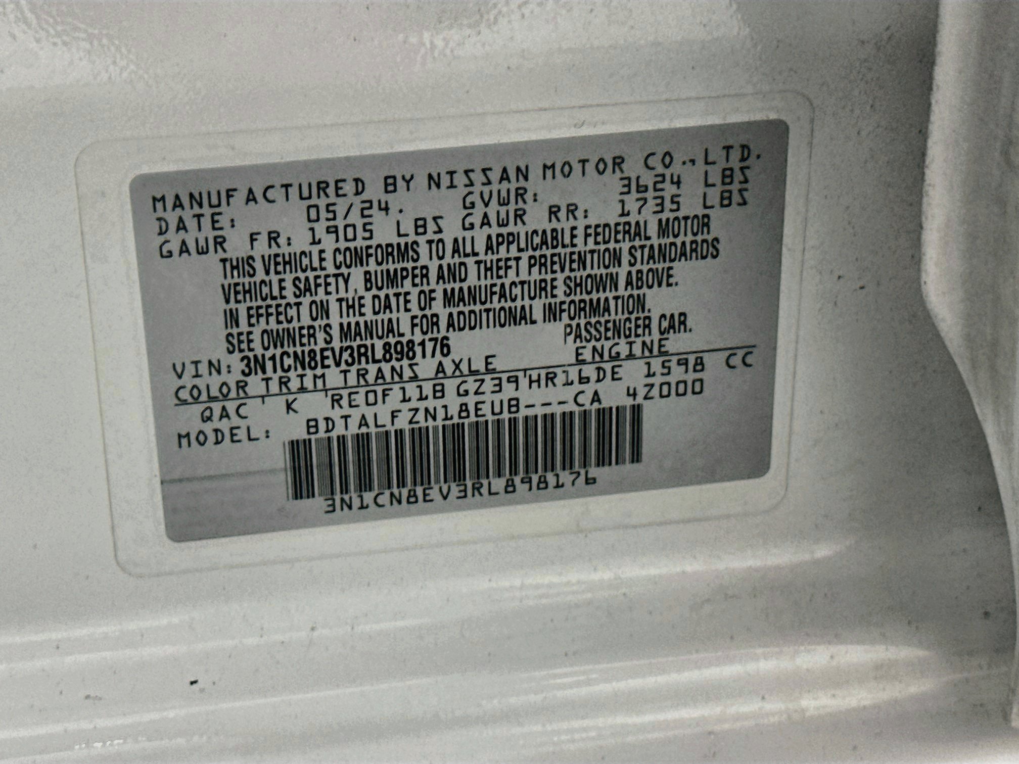Used 2024 Nissan Versa SV FWD image 12