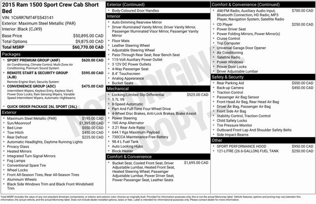 Used 2015 RAM 1500 Sport w/ Sport Premium Group image 3