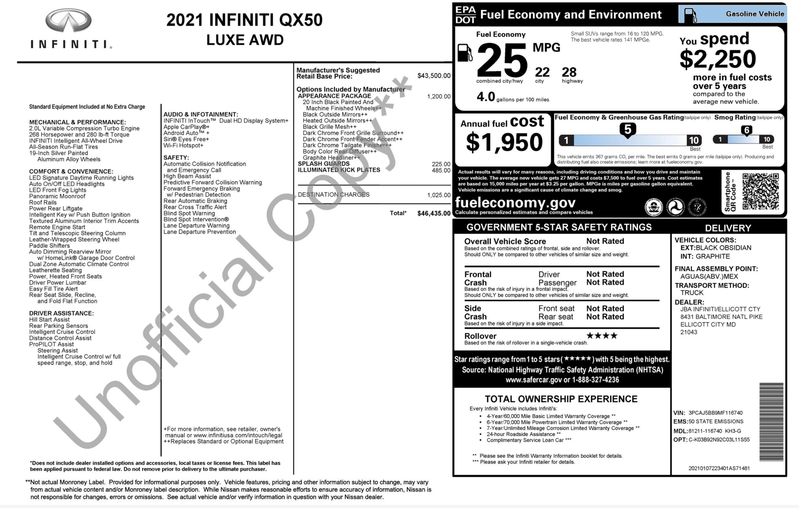 Used 2021 INFINITI QX50 Luxe w/ Appearance Package AWD/4WD image 2