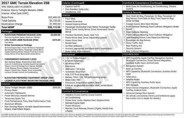 New 2027 GMC Terrain Elevation w/ Elevation Premium Package AWD/4WD image 4