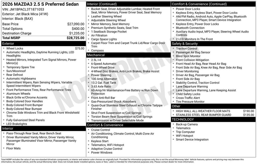 New 2026 MAZDA MAZDA3 2.5 S Sedan w/ Preferred Pkg FWD image 34