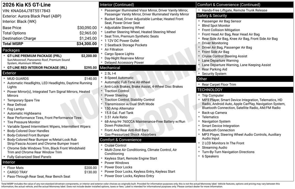 New 2026 Kia K5 GT-Line w/ GT-Line Premium Package AWD/4WD image 2