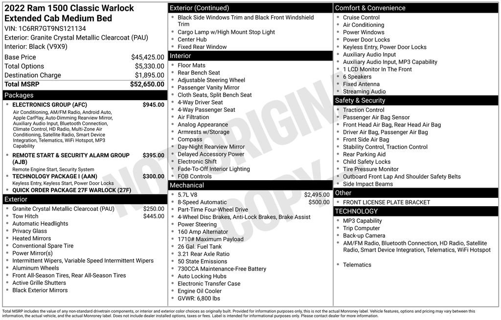 Certified 2022 RAM 1500 Classic Warlock w/ Electronics Group image 7